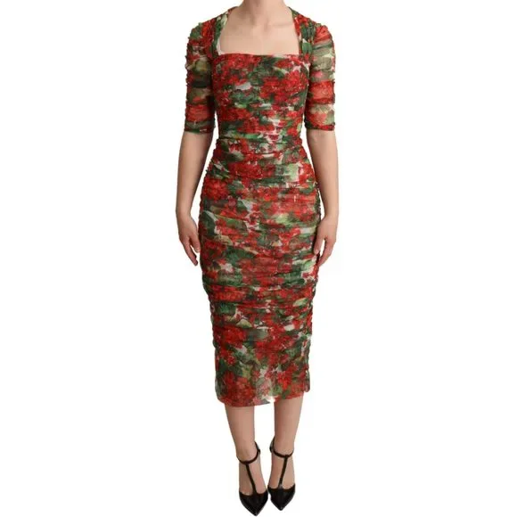 【関税&送料込み】Dolce & Gabbana Floral-Print Midi Sheath Dolce & Gabbana | Dresses | Dolce Gabbana Red Floral Print